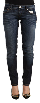 Acht Blue Washed Cotton Low Waist Skinny Denim Jeans -   -  Acht.